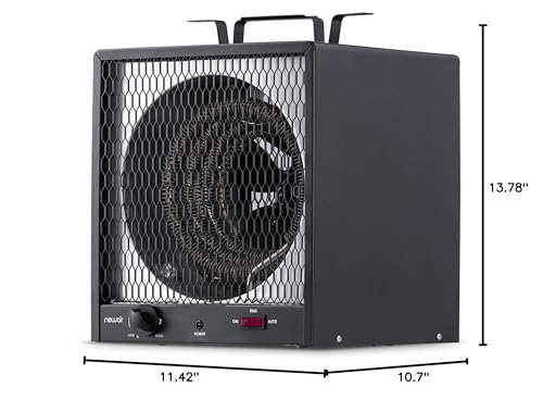 Newair 5600W Portable Electric Garage Heater - Heats Up to 600 sq. ft. with 6-Foot Cord Wrap and Carrying Handle, Space Heater Ideal for Garage, Bedroom, Dorm, and Office