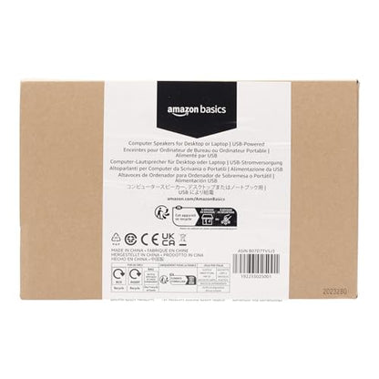 Amazon Basics USB-Powered Computer Speakers for Desktop or Laptop PC with Volume Control, Plug-N-Play, Black