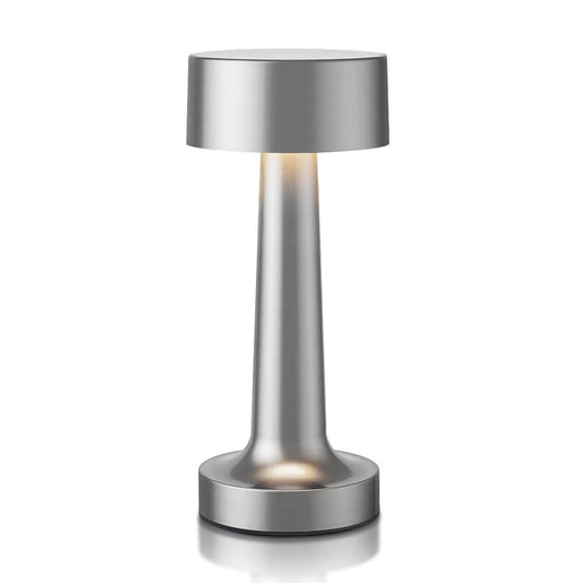 HPUFKOT Portable LED Table Lamp, 3-Levels Brightness Metal Desk Lamp,3 Color Touch Control Rechargeable lamp, Ideal Bedside Lamp for Nightstand,Bedroom, Living Room (Silver)