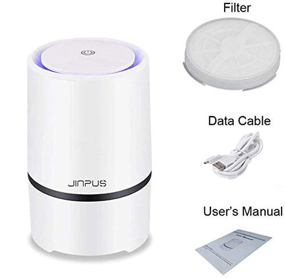 JINPUS Air Purifier Small Portable Air Cleaner for Bedroom with HEPA Filter, Upgraded Low Noise Home Air Purifiers GL-2103 (Powered by 4.9 ft USB Cable, No Adapter)