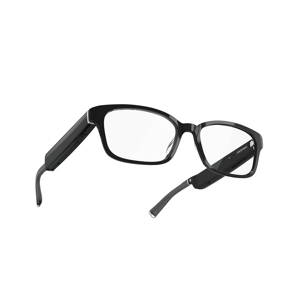 Amazon Echo Frames, an Alexa device (newest model), Smart glasses with Alexa, Rectangle frames in Classic Black with blue light filtering lenses