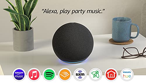 Like-New Amazon Echo (newest model), Alexa speaker with premium sound, Ideal for large bedrooms, living rooms and kitchens, Charcoal