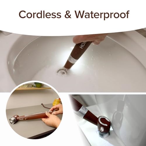 Horsepower Pocket Pony, AS-SEEN-ON-TV, Waterproof, Cordless, Pocket-Sized, Oscillating Power Scrubber, Deep Clean, Tight Spaces, Rechargeable, Grout Lines, Corners & Detailing, 5 Brush Heads & LED