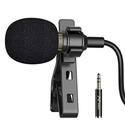 PoP voice 16 Feet Lavalier Microphone for 3.5mm Devices, Android and Camera - Noise Cancelling Lapel Mic TRRS Omni Mic for Phones, TikTok, Video Recording (with a TRS Adapter, 2 Clips and 4 Covers)
