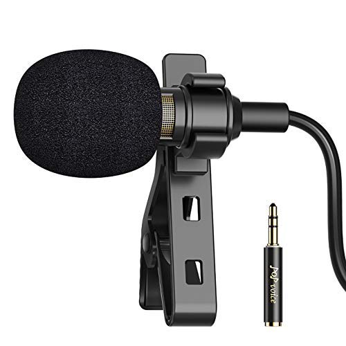 PoP voice 16 Feet Lavalier Microphone for 3.5mm Devices, Android and Camera - Noise Cancelling Lapel Mic TRRS Omni Mic for Phones, TikTok, Video Recording (with a TRS Adapter, 2 Clips and 4 Covers)