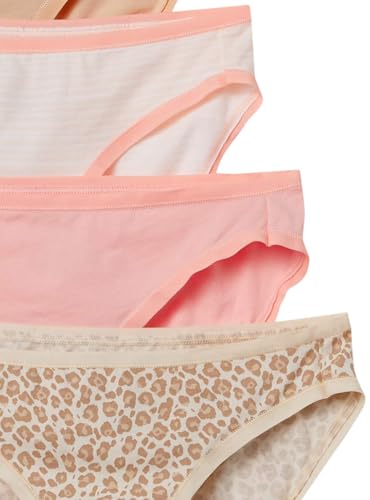 Amazon Essentials Women's Cotton Bikini Brief Underwear (Available in Plus Size), Pack of 6, Animal Print/Leopard/Multicolor/Stripe, Large