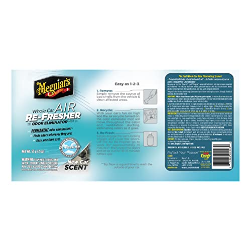 Meguiar's G16402 Whole Car Air Re-Fresher Odor Eliminator Mist, New Car Scent, 2 Fluid Ounces