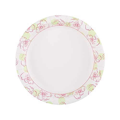 Glad Disposable Paper Plates, 8.5"| Round Soak Proof, Cut Proof, Microwaveable Heavy Duty Disposable Plates |50 Count Bulk Paper Plates, Pink Flower Print| Paper Plate for Parties, Dinner Paper Plates