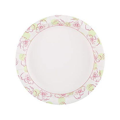 Glad Disposable Paper Plates, 8.5"| Round Soak Proof, Cut Proof, Microwaveable Heavy Duty Disposable Plates |50 Count Bulk Paper Plates, Pink Flower Print| Paper Plate for Parties, Dinner Paper Plates