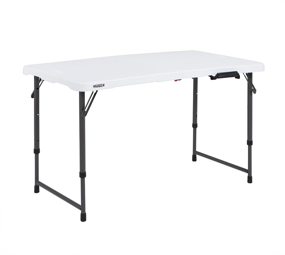 Lifetime Fold-in-Half Adjustable Folding Table, 4 Foot