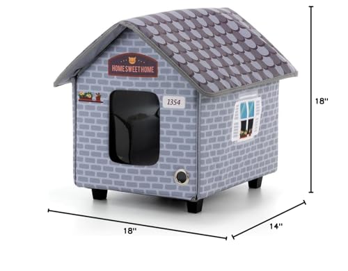 PETYELLA Weatherproof Heated Cat House for Outdoor Cats in Winter - Easy to Assemble Outdoor Heated Cat House