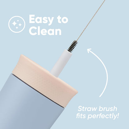 Owala Kids Insulation Stainless Steel Tumbler with Spill Resistant Flexible Straw, Easy to Clean, Kids Water Bottle, Great for Travel, Dishwasher Safe, 12 Oz, Tan and Blue (Seas the Day)