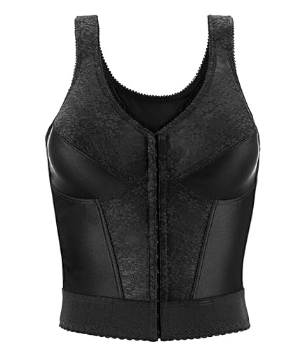 Exquisite Form womens Fully Front Close Longline Lace Posture Bra, Black, 38B US