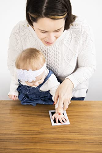 Pearhead Baby Memory Book, First 5 Years Baby Milestone Book, Pregnancy Journal, Gender Neutral Newborn Keepsake, With Clean-Touch Ink Pad For Baby's Handprint or Footprint, Pink Chevron
