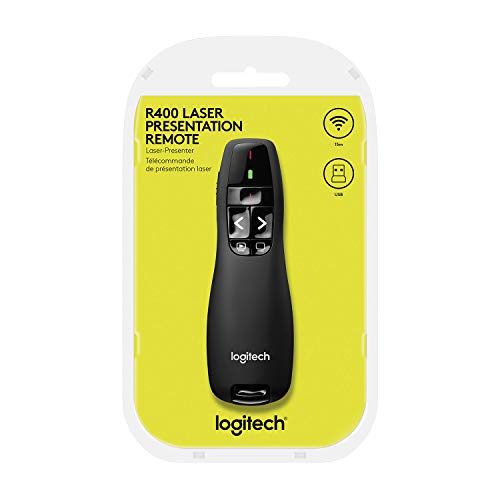 Logitech Wireless Presenter R400, PowerPoint Clicker with Laser Pointer, Wireless Presentation Clicker Remote