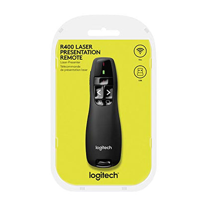 Logitech Wireless Presenter R400, PowerPoint Clicker with Laser Pointer, Wireless Presentation Clicker Remote