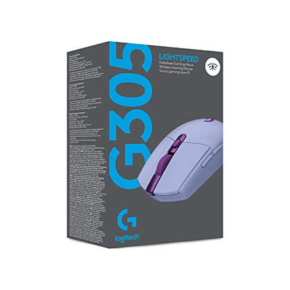 Logitech G305 LIGHTSPEED Wireless Gaming Mouse, Hero 12K Sensor, 12,000 DPI, Lightweight, 6 Programmable Buttons, 250h Battery Life, On-Board Memory, PC/Mac - Lilac