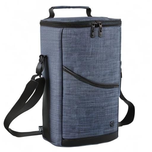 ALLCAMP 2 Bottle Wine Tote Carrier - Insulated Portable Padded Canvas Wine Bag for Travel, BYOB Restaurant, Wine Tasting, Party, Great Christmas Day Gift for Wine Lover，Blue