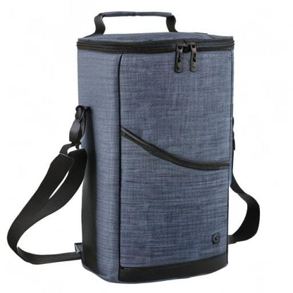 ALLCAMP 2 Bottle Wine Tote Carrier - Insulated Portable Padded Canvas Wine Bag for Travel, BYOB Restaurant, Wine Tasting, Party, Great Christmas Day Gift for Wine Lover，Blue