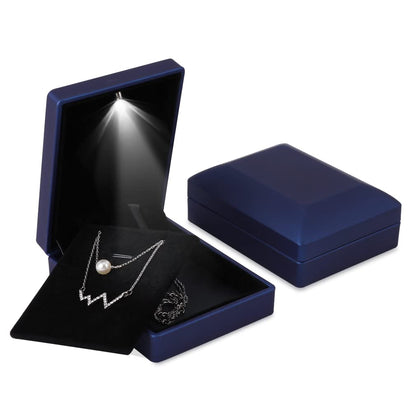 iSuperb LED Light Pendant Box Blue Necklace Display Case Jewelry Gift Box for Friend Girlfriend Mom Grandmother Wife Women