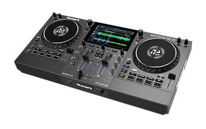 Numark Mixstream Pro Go Portable DJ Controller with Battery, Mixer with Stem Separation, Speakers, WiFi Streaming, Touchscreen, works with Serato DJ