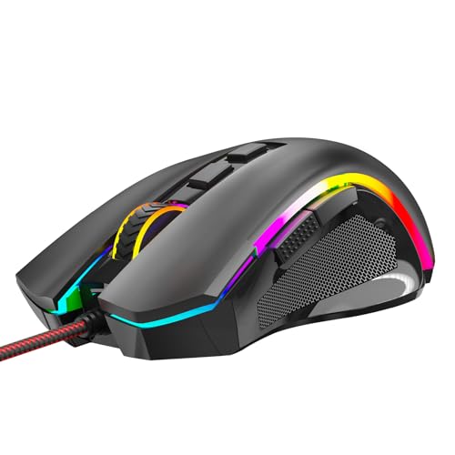 Redragon M602 Gaming Mouse, Ergonomic RGB Gaming Mouse Wired with 7200 Adjustable DPI, 9 Programmable Buttons, Professional Software for Gamer Office [Black]