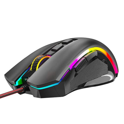 Redragon M602 Gaming Mouse, Ergonomic RGB Gaming Mouse Wired with 7200 Adjustable DPI, 9 Programmable Buttons, Professional Software for Gamer Office [Black]