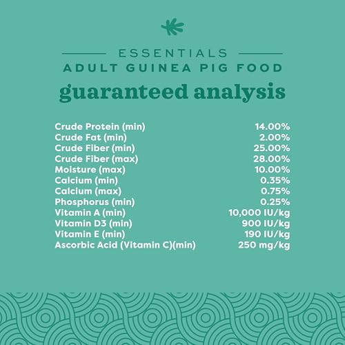Oxbow Essentials Guinea Pig Food, Adult Guinea Pig, Made with Oxbow Timothy Hay, Pet Food Pellets with Vitamin C, Small Animal Pet Products, Made in USA, High Fiber, 5 lb. bag