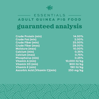 Oxbow Essentials Guinea Pig Food, Adult Guinea Pig, Made with Oxbow Timothy Hay, Pet Food Pellets with Vitamin C, Small Animal Pet Products, Made in USA, High Fiber, 5 lb. bag