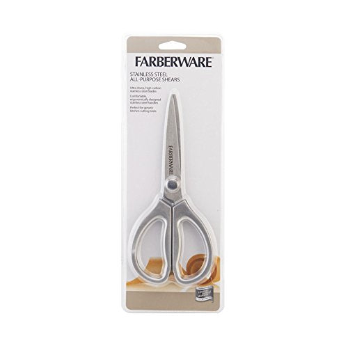 Farberware All Purpose High Carbon Stainless Steel Shears with Contoured Handles, Silver