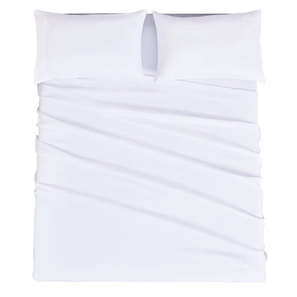 Mejoroom Full Size Sheet Sets - Hotel Luxury 1800 White Sheet - 16 Inch Deep Pocket Bed Sheets, Soft, Breathable, Wrinkle, Fade & Stain Resistant - 4 Piece (Full, White)