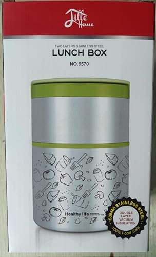 Lille Home Vacuum Insulated Stackable Stainless Steel Thermal Lunch/Snack box, 2-Tier Bento/Food Container with Lunch bag, Smart Diet, Weight Control, 32 Ounces, Pink