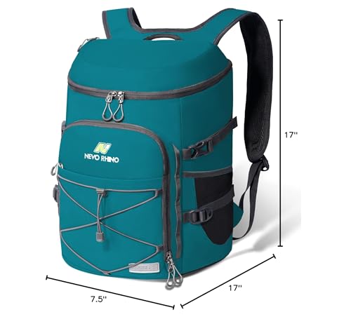 N NEVO RHINO Backpack Cooler, 36 Cans, Insulated, Waterproof, Leakproof, Large Capacity, Multiple Pockets, Green