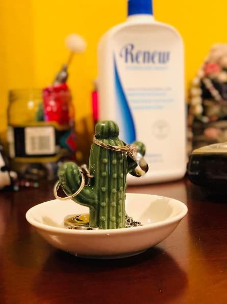 PUDDING CABIN Cactus Ring Holder Dish, Decorative Cactus Decor, Birthday & Christmas Gifts for Women & Girls