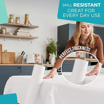 Exquisite Party Solids White Plastic Table Cover Roll 40" X 300' Table Cloth Plastic Cover Roll - Premium Quality Thick 0.5 MIL Banquet Rolls - Disposable Tablecloth Rolls