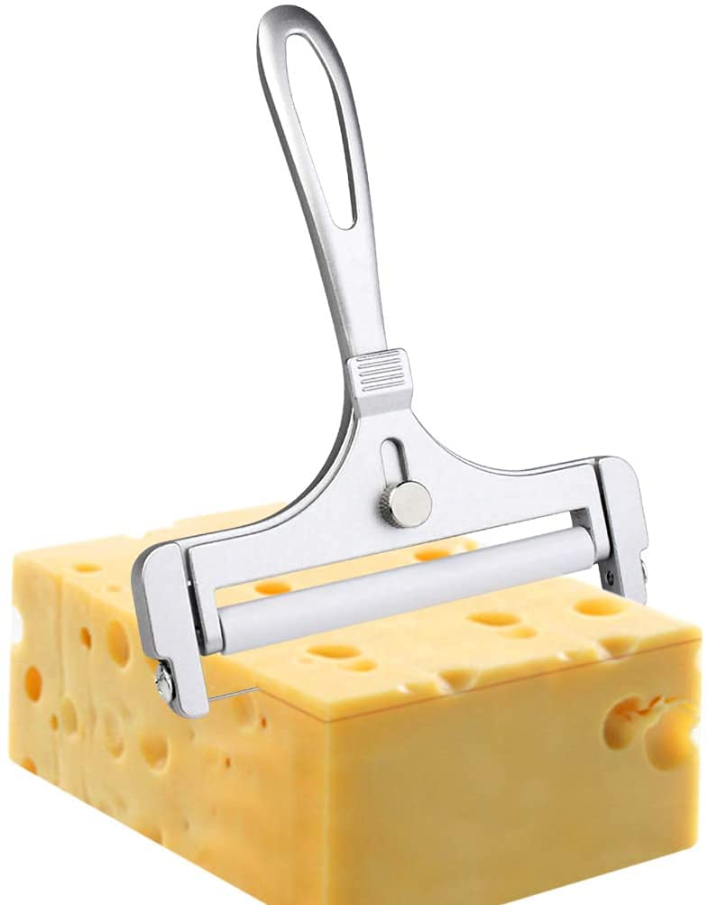 Poualss Stainless Steel Wire Cheese Slicer, Adjustable Thickness Cheese Cutter for Soft, Semi-Hard Cheeses Kitchen Cooking Tool