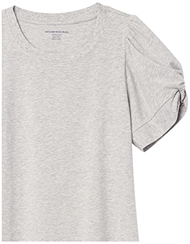 Amazon Essentials Women's Regular-Fit Twist Sleeve Crewneck T-Shirt, Light Grey Heather, Medium