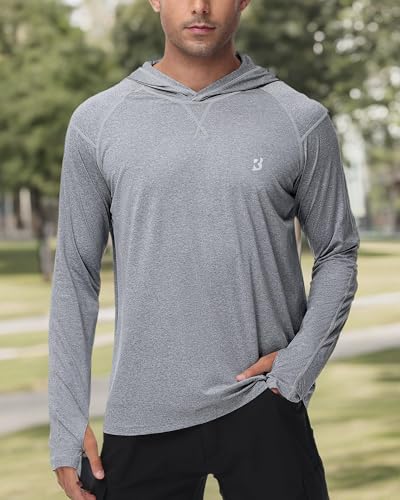 Roadbox UPF 50+ Fishing Shirts for Men Long Sleeve UV Sun Protection Hoodie Outdoor Hiking Shirts