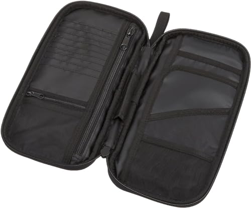 Amazon Basics RFID-blocking Passport Wallet, Passport Holder for Travel, 100% Nylon Material with Durable Zipper Closure, Zippered Pockets, Slots for Cards, 10"x5", Black, Solid