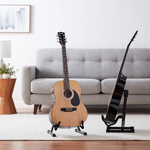 Amazon Basics Adjustable Folding Guitar Stand, A-shape, Fully Assembled - For School Music Program, Concerts & Multiple Users, Black, 8.66 x 15.16 x 3.74 inches