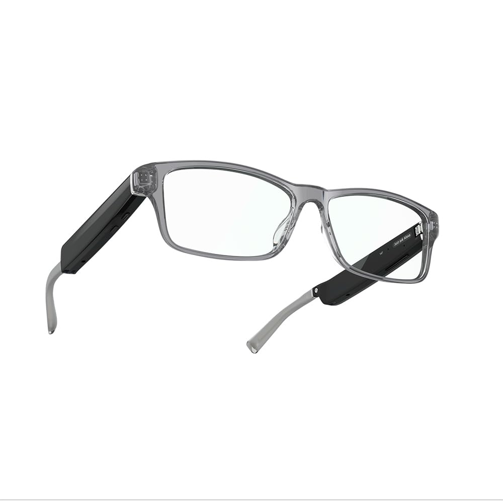 Amazon Echo Frames, an Alexa device (newest model), Smart glasses with Alexa, Modern Rectangle frames in Charcoal Gray with blue light filtering lenses