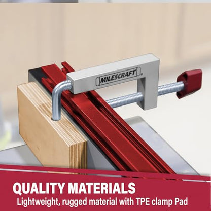 Milescraft 4009 Fence Clamps - 2 pack Universal Clamps with 3/8" Rod for Table Saws, Mitre Saws, Router Tables and Clamping Squares