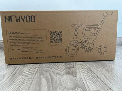 newyoo TR008 5 in 1 Toddler Tricycle with Push Handle for 1-3 Year Old Boys and Girls, Kids Push Trike with Safe Bar, Toddler Bike, Convert to Balance Bike, Birthday Gifts and Toys for Baby, Cream