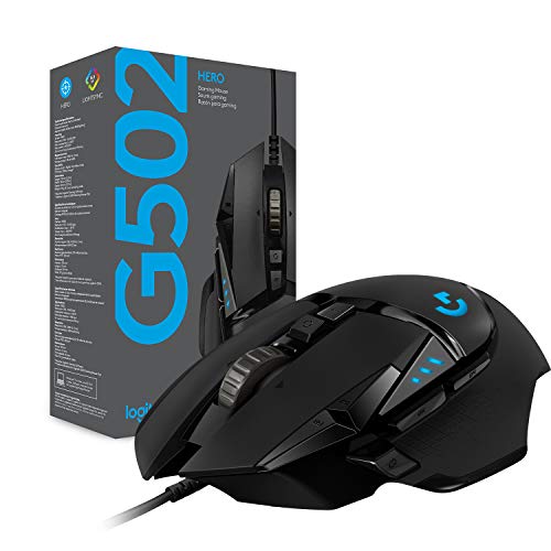 Logitech G502 HERO High Performance Wired Gaming Mouse, HERO 25K Sensor, 25,600 DPI, RGB, Adjustable Weights, 11 Buttons, On-Board Memory, PC/Mac