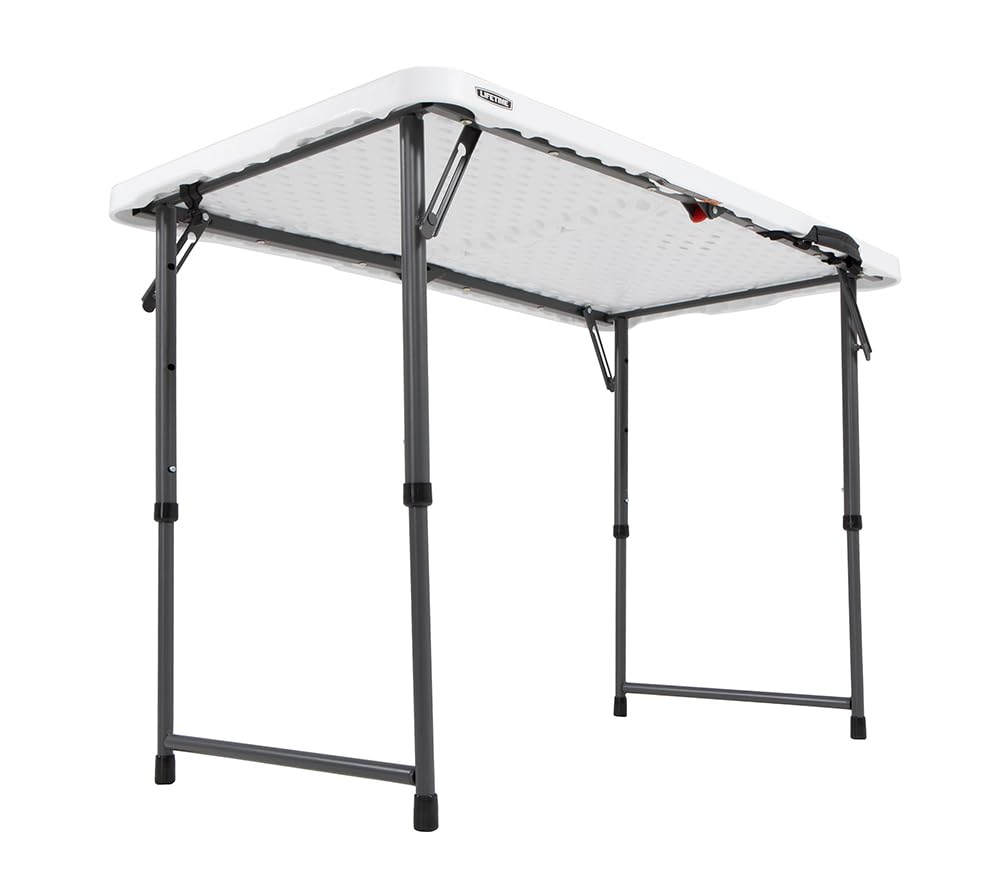 Lifetime Fold-in-Half Adjustable Folding Table, 4 Foot