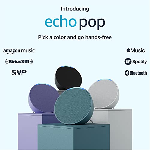 Amazon Echo Pop (newest model), Our smallest Alexa speaker, Fits in any room, Midnight Teal