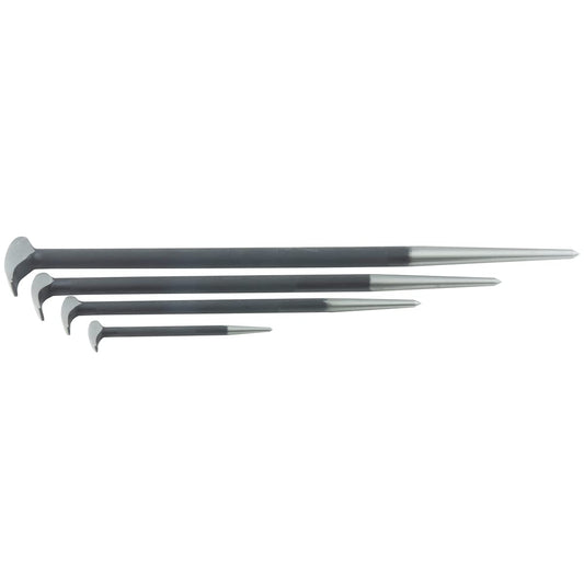 K Tool International 71600 4 Piece Pry Bar Set for Garages, Repair Shops, and DIY, Lady Slipper Style, Heavy Duty Heat Treated Steel, Rolling Head, Organizing Case, Includes Sizes 6", 12", 16", 20"