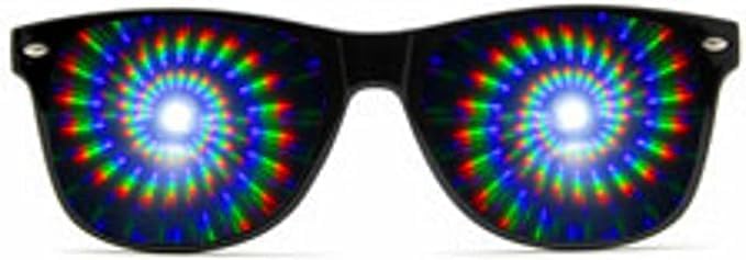 GloFX Black Frame Spiral Diffraction Glasses – Laser Etched for Hypnotic Spiral Light Effects, Flexible & Durable for Raves & Festivals