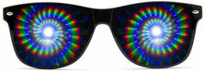 GloFX Black Frame Spiral Diffraction Glasses – Laser Etched for Hypnotic Spiral Light Effects, Flexible & Durable for Raves & Festivals