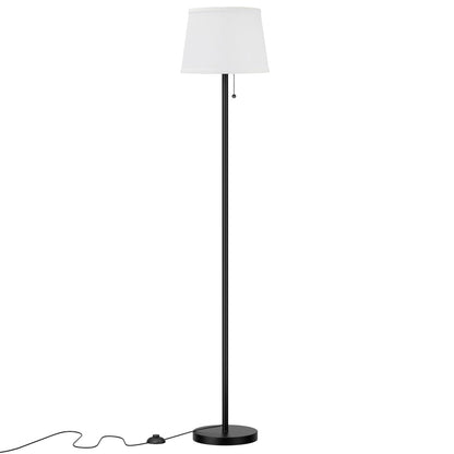 Raexpectis Modern Floor Lamp with Adjustable Brightness, Remote Control, Black, LED Bulbs, White Shade, Foot Switch, Easy Assembly